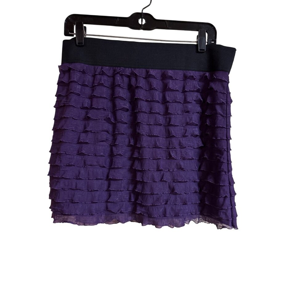 Express Purple Ruffle Mini Skirt Size 1 Polyester & Spandex
